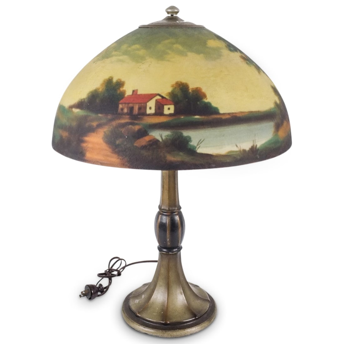 Vintage Arts and Craft Reversed Painted Table Lamp (1 of 5)