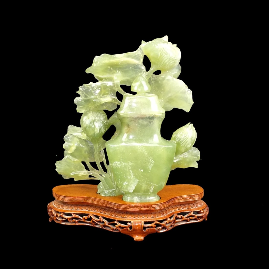 Antique Chinese Carved Jade Lidded Vase (1 of 4)