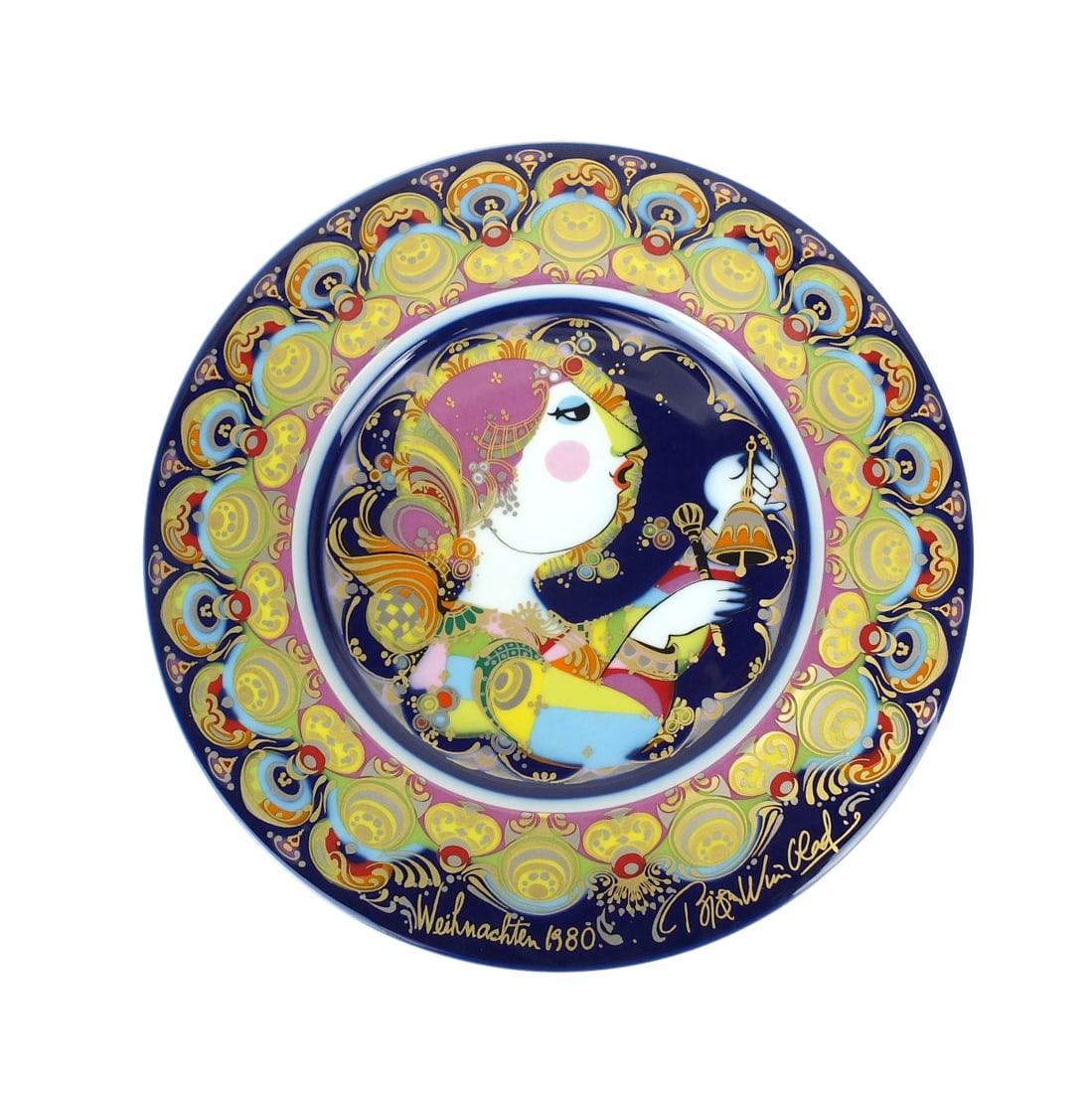 Rosenthal Bjorn Winblad Cabinet Plate: Limited Edition Rosenthal Bjorn Winblad Weihnachtsteller Cabinet Plate in Original Box. Signed and dated 1980. Plate measures 11-1/2" diameter. Condition: Good condition. Estimate 40 - 120 Domestic sh