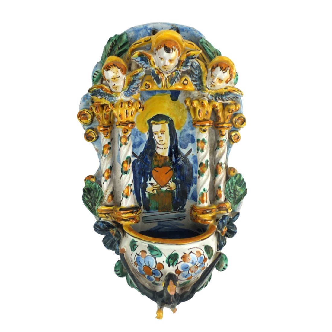 Antique Majolica Pottery Wall Pocket (1 of 5)