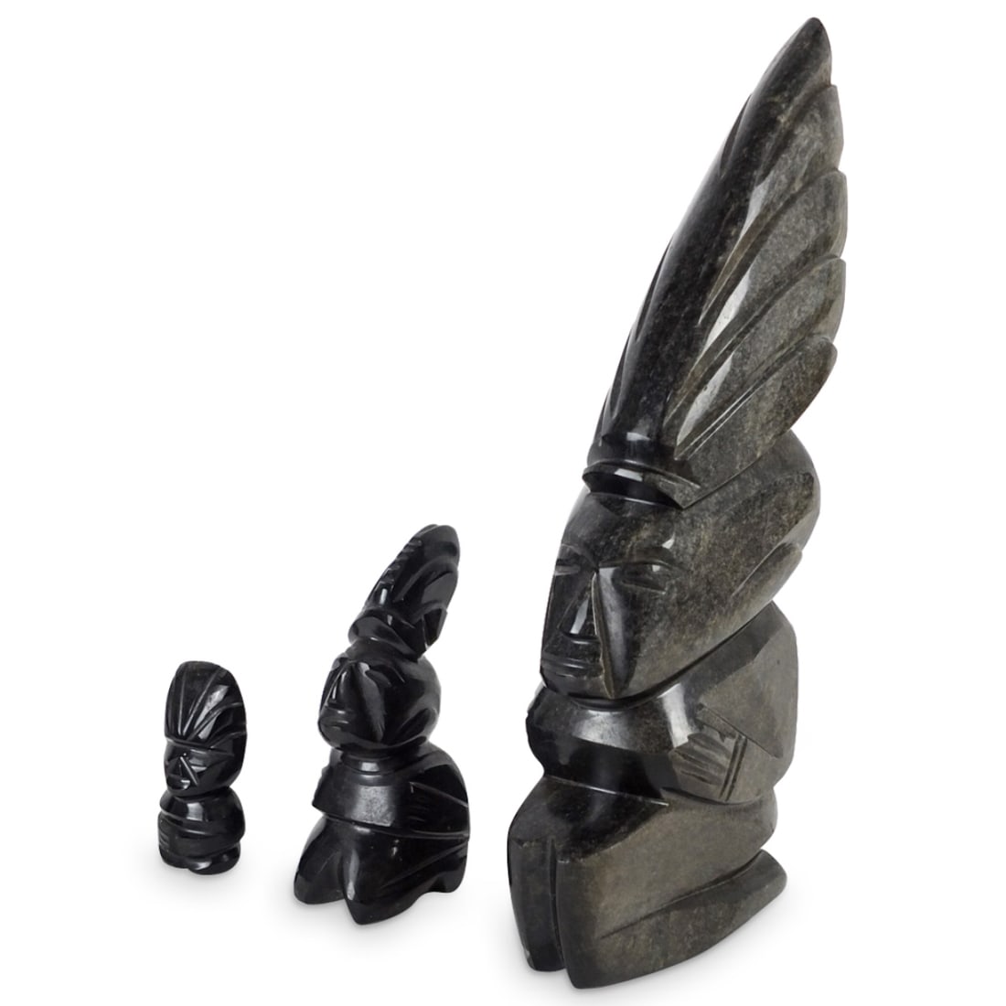 Three Mexican Obsidian Stone Figurines (1 of 2)