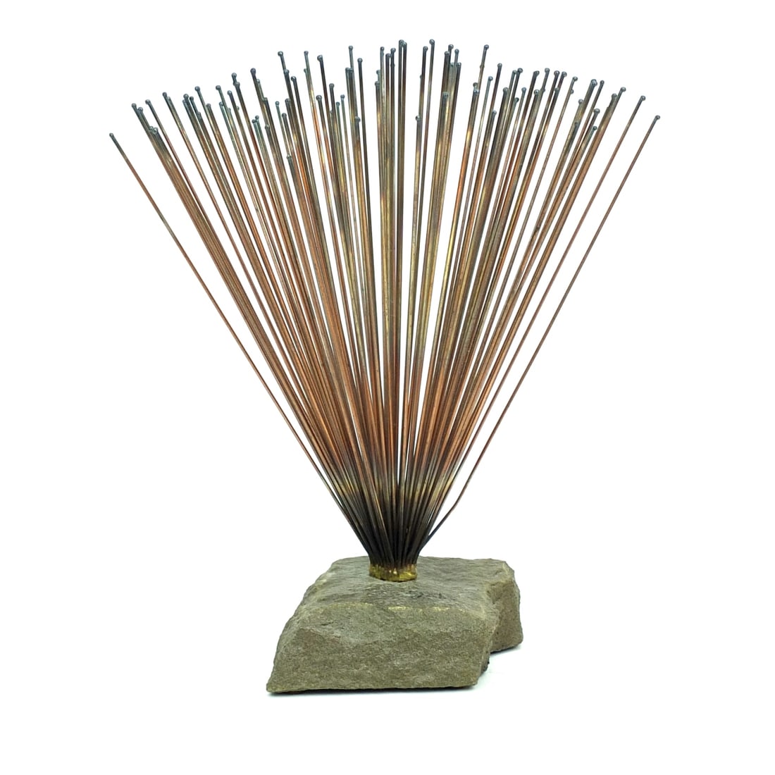 Mid Century Brutalism Sculpture: Mid Century Brutalism Metal Sculpture on Stoneware Base. Signed Dale. Measures 10" x 9". Condition: Good condition. Estimate 40 - 120 Domestic shipping Third party