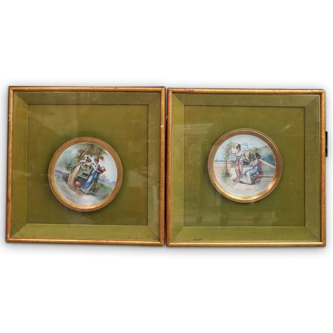 Pair of Framed Antique Limoges Cabinet Plates (1 of 3)