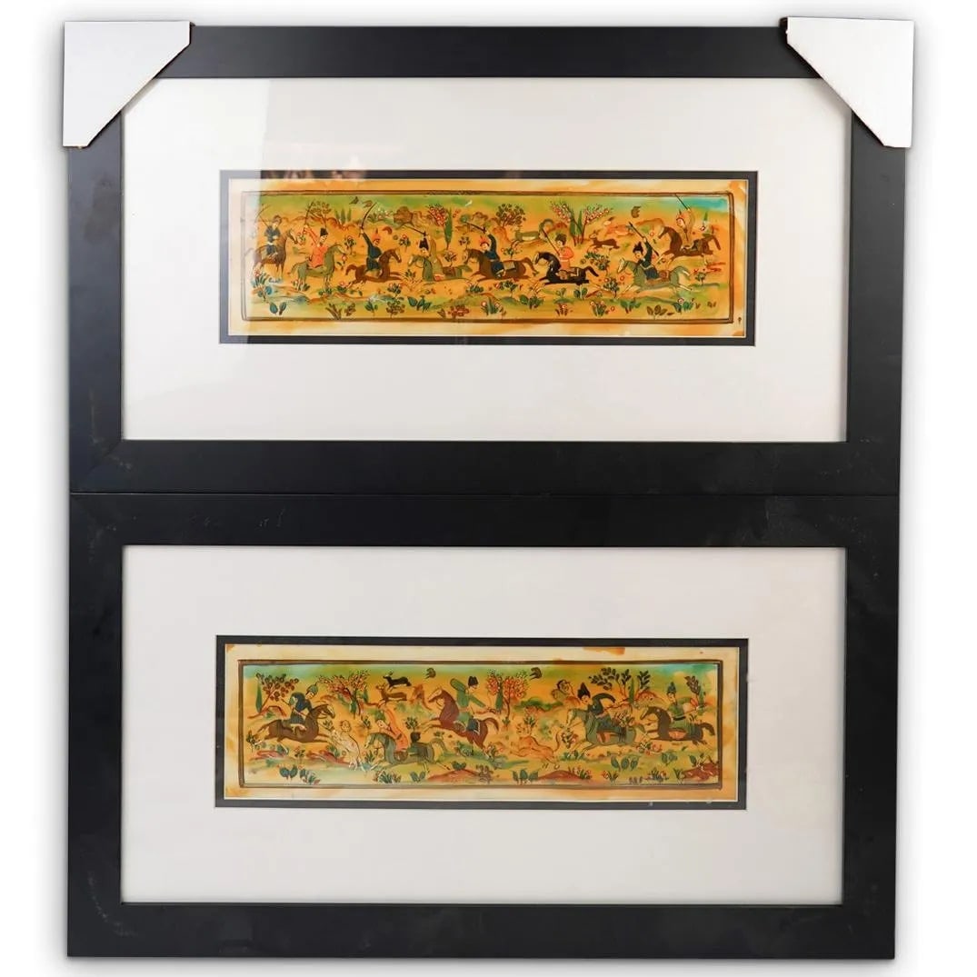 Pair of Antique Persian Hunting Scenes (1 of 3)
