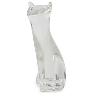 Large Steuben Crystal Figurine: Large Steuben Crystal Cat Figurine. Signed. Measures 9" x 3". 3-1/2". Condition: Scuffs to the base otherwise good condition. Estimate 100 - 300 Domestic shipping Third party