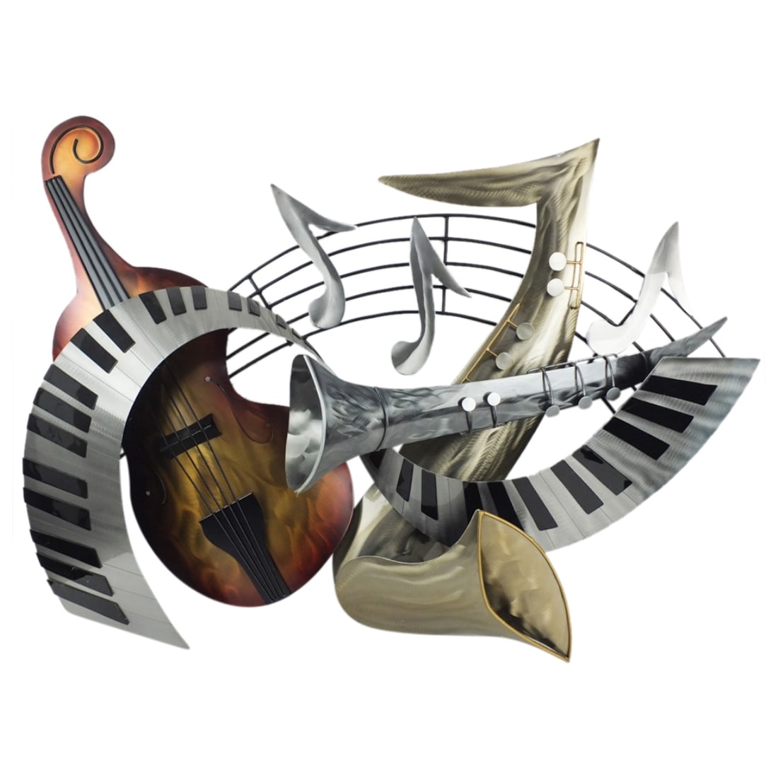 Large Modern Polished Steel Wall Sculpture (1 of 4)