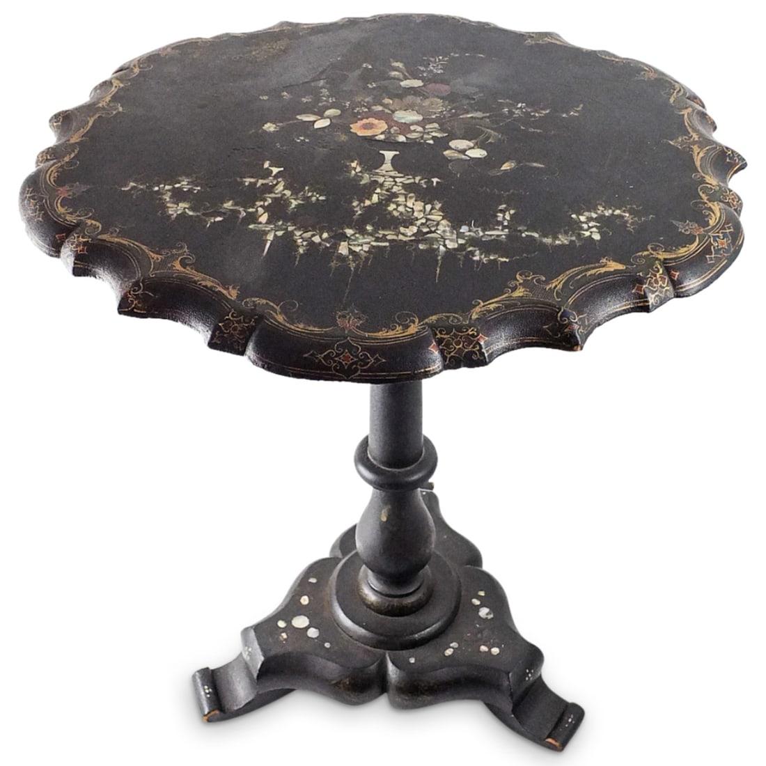 19th C. Napoleon III Papier Mache Tilt Top Table (1 of 5)