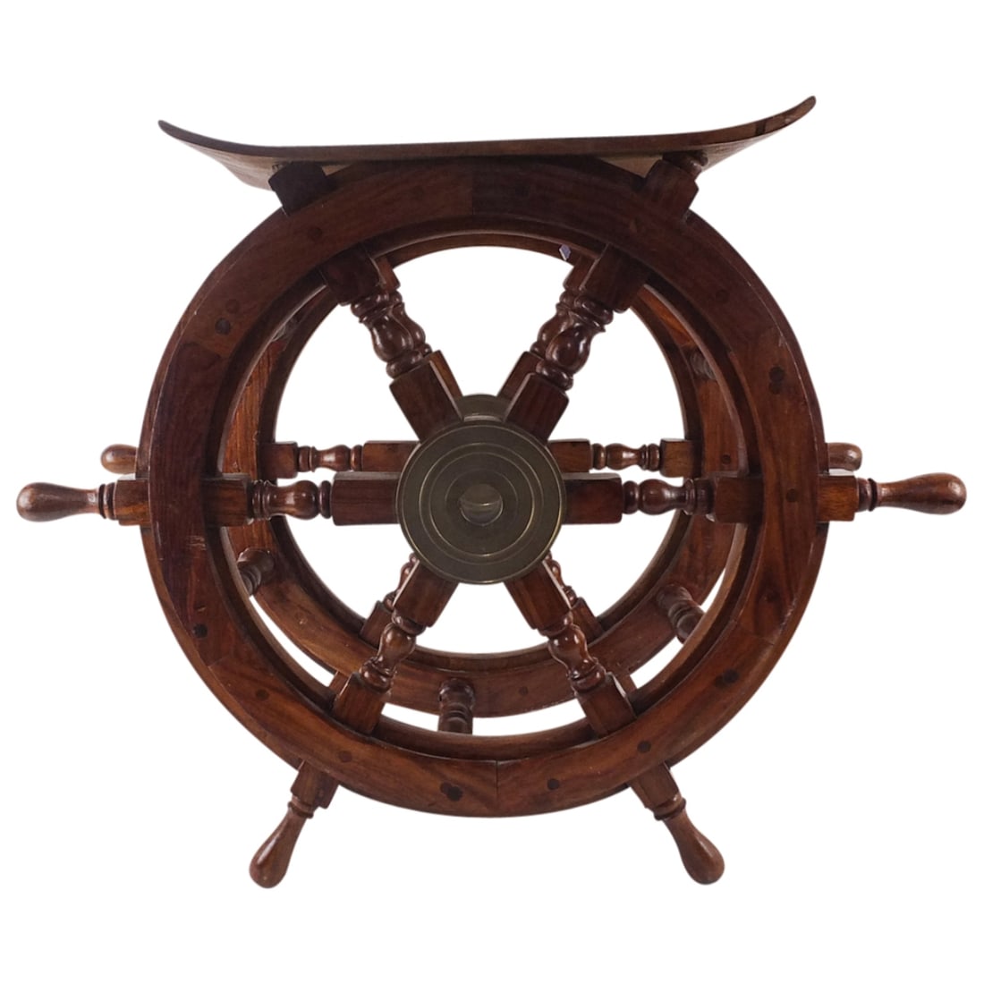 Vintage Nautical Wooden Ships Wheel Table (1 of 3)