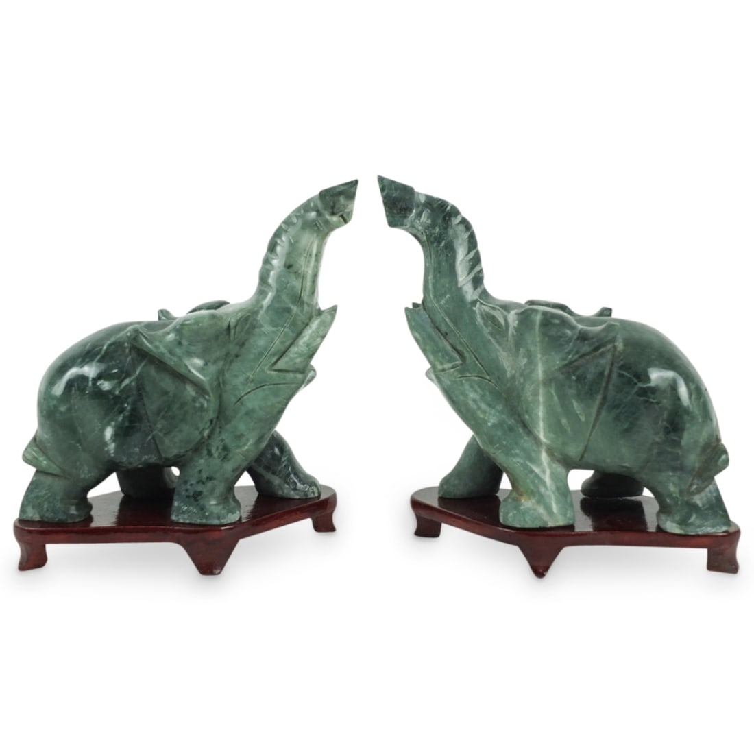 Pair of Chinese Carved Hardstone Elephants (1 of 5)