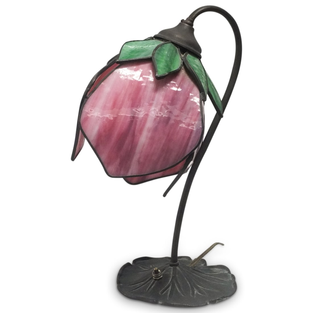 Vintage Tulip Shade Leaded Glass Lamp (1 of 4)