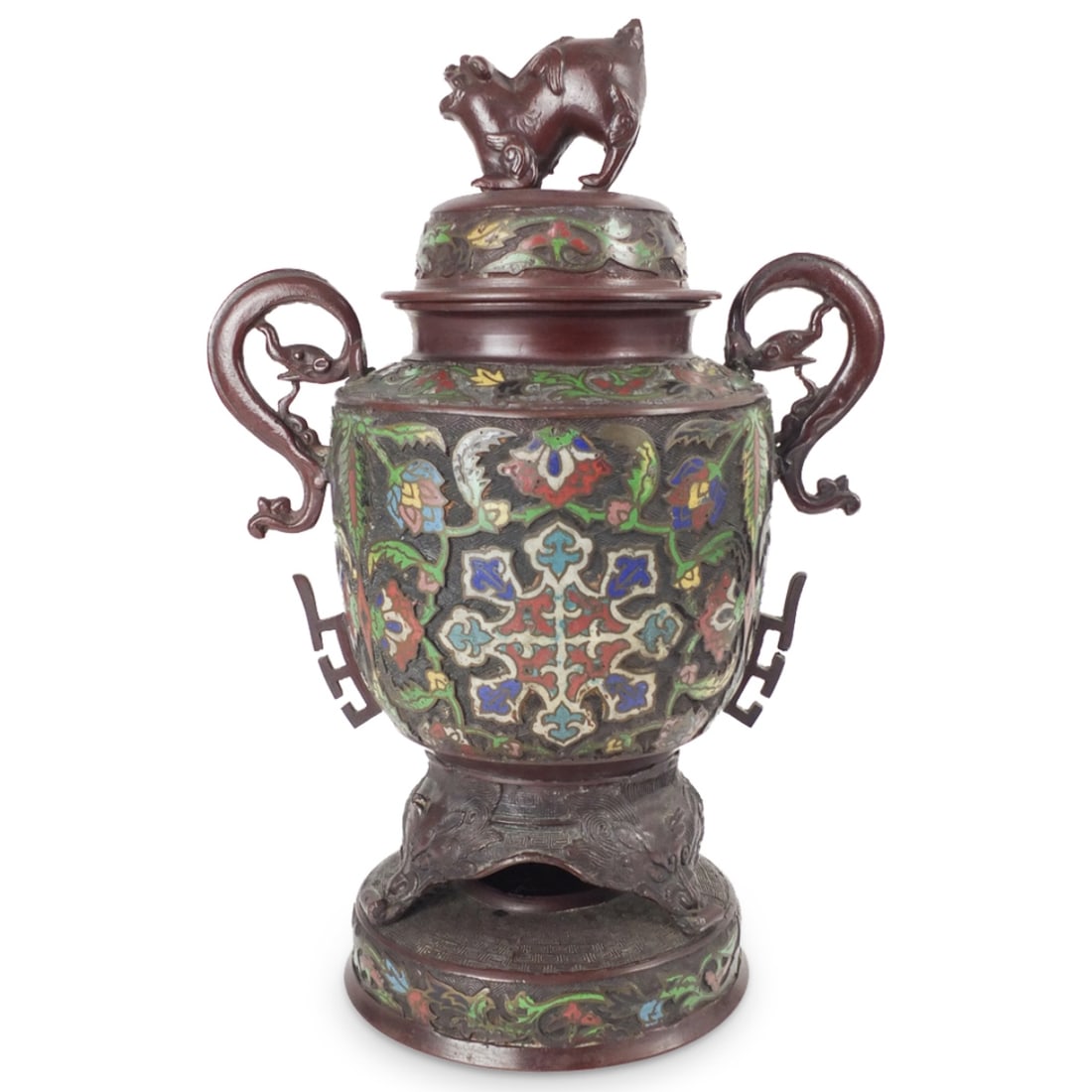 19th C. Japanese Champlevé Enamel Covered Urn (1 of 4)