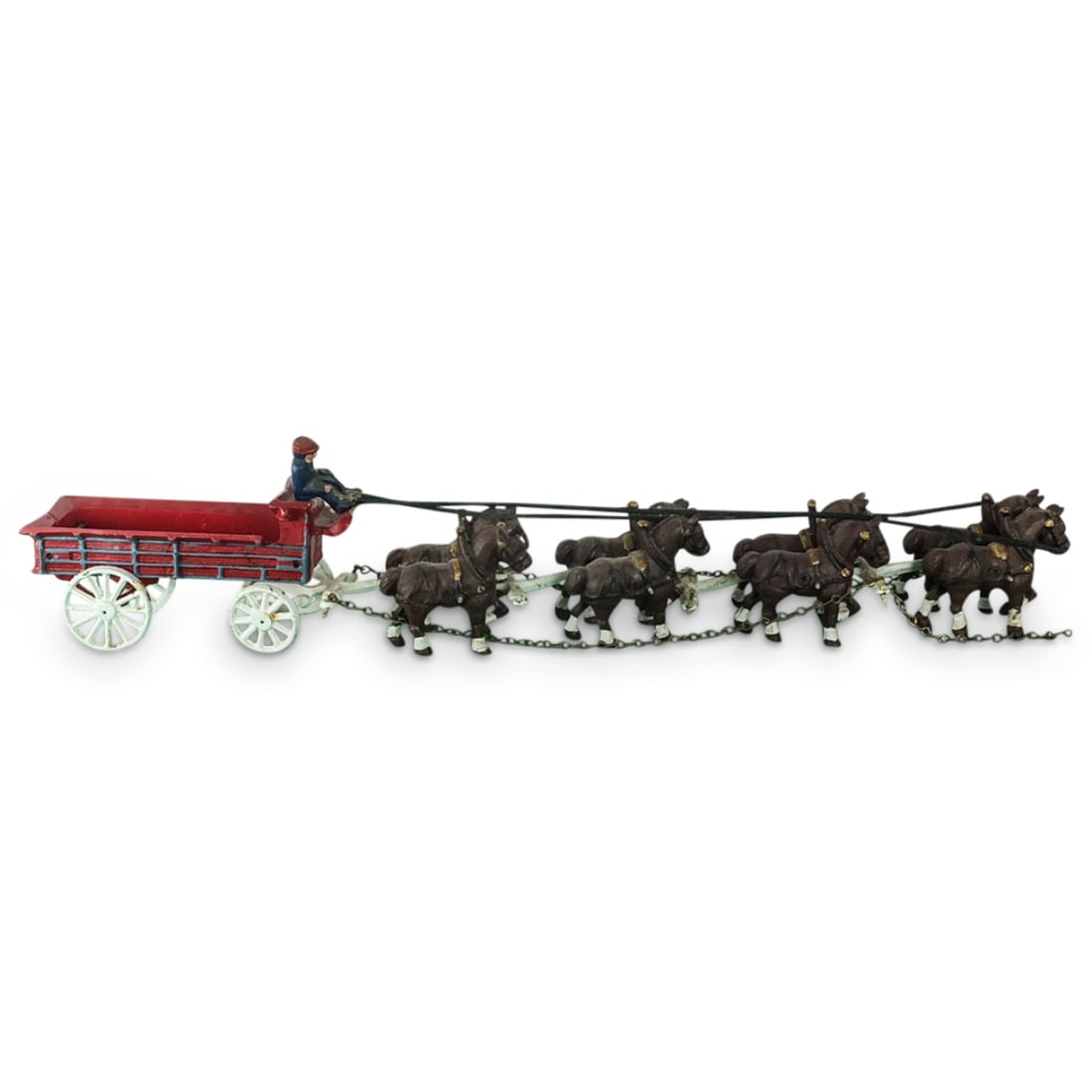 Vintage Cast Iron Clydesdale Horse Drawn Wagon (1 of 5)