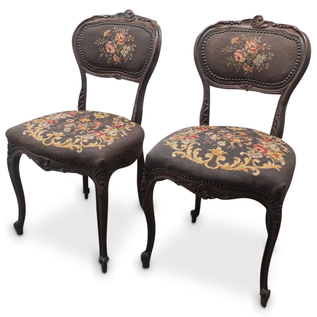 Pair of Antique Needlepoint Chairs (1 of 5)