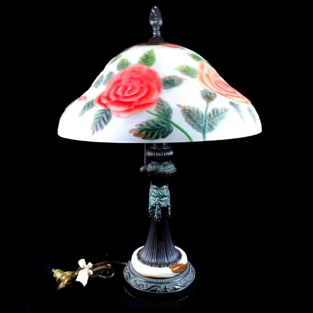 Vintage Reverse Painted Glass Lamp (1 of 2)