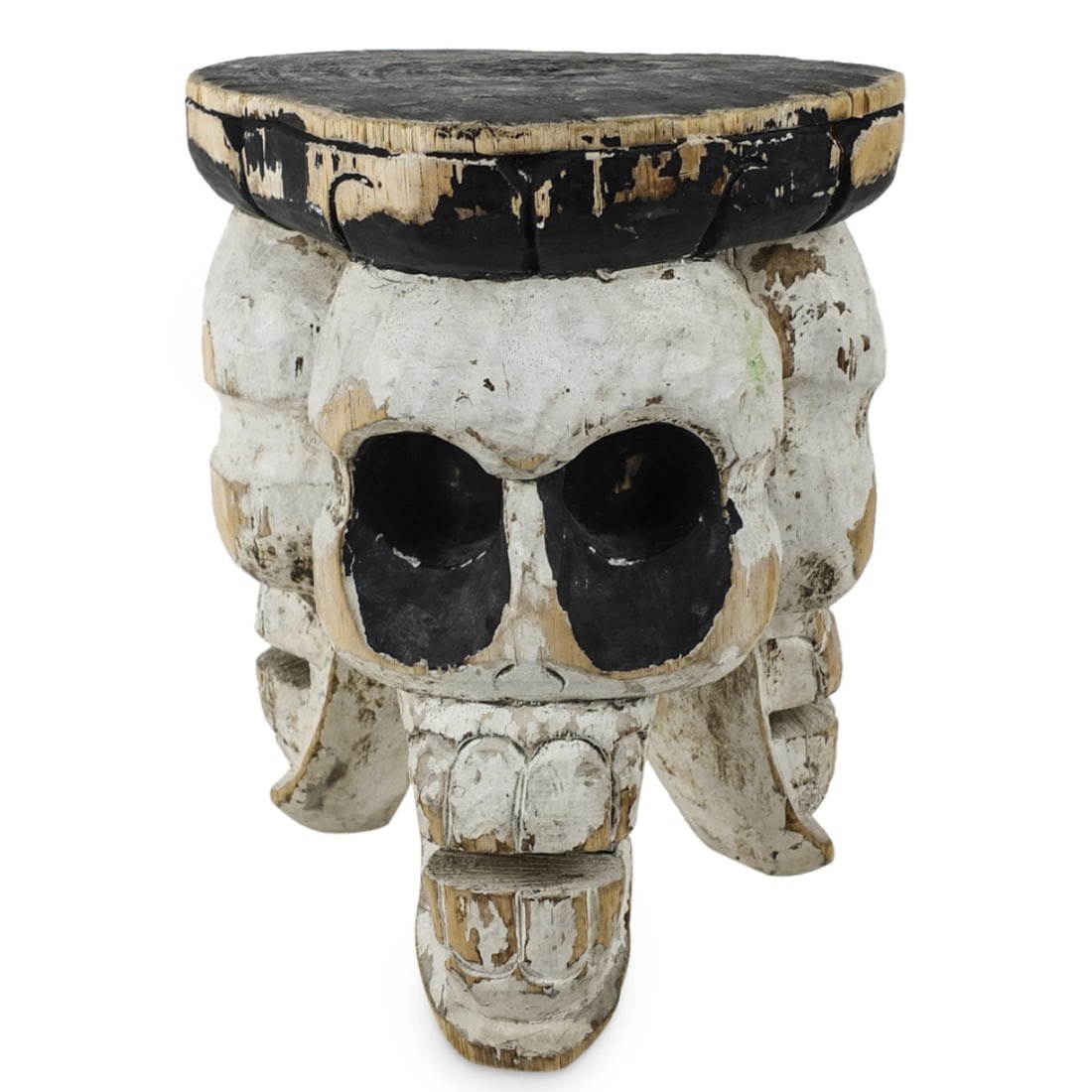 Vintage Balinese Folk Art Wood Carved Stool (1 of 2)