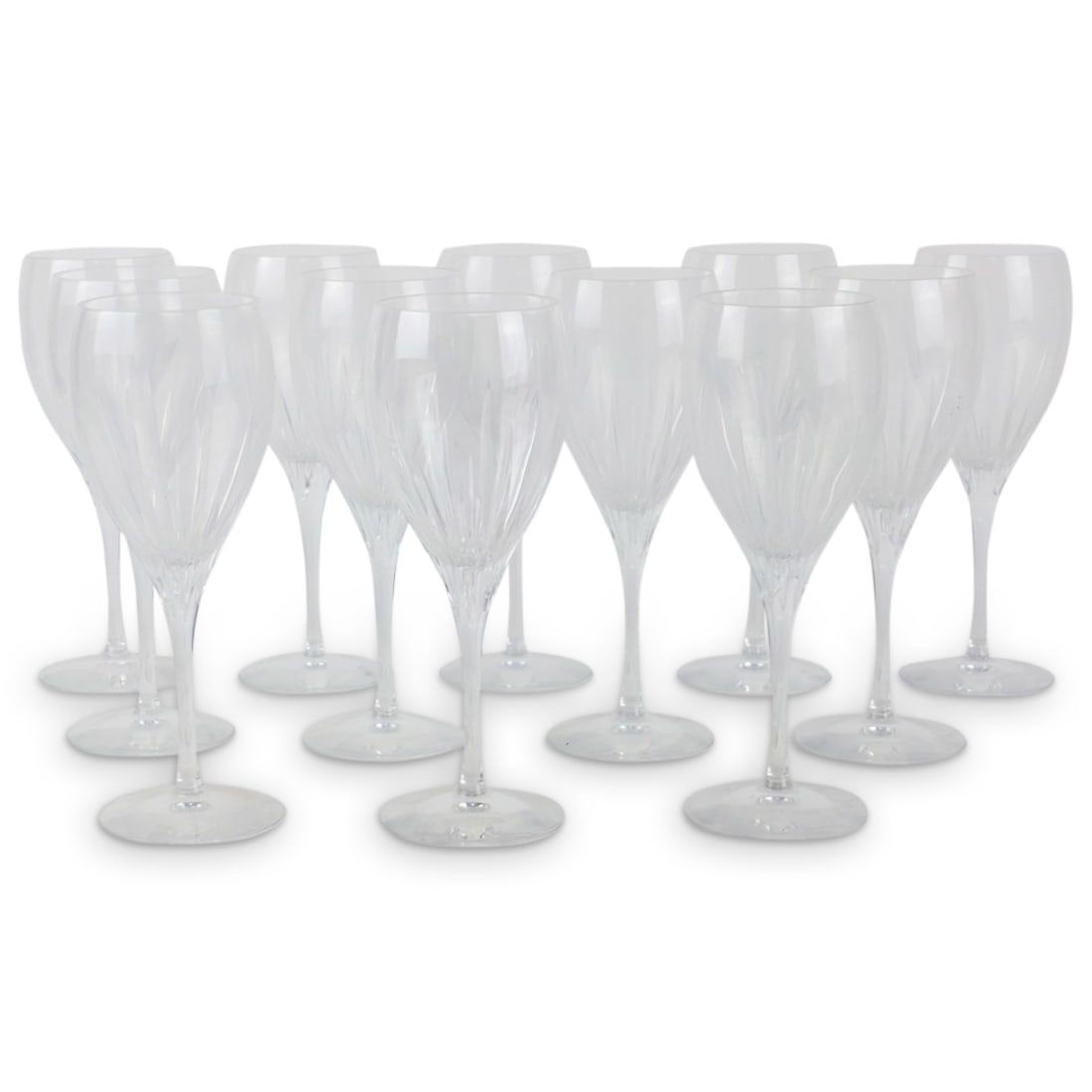 Set of Christofle "Malmaison" Wine Glasses: Set of Twelve Christofle "Malmaison" Red Wine Glasses. Signed. Measures: 7-3/4" x 2-5/8" opening Condition: Good Condition Estimate 100 - 400 Domestic shipping Third Party