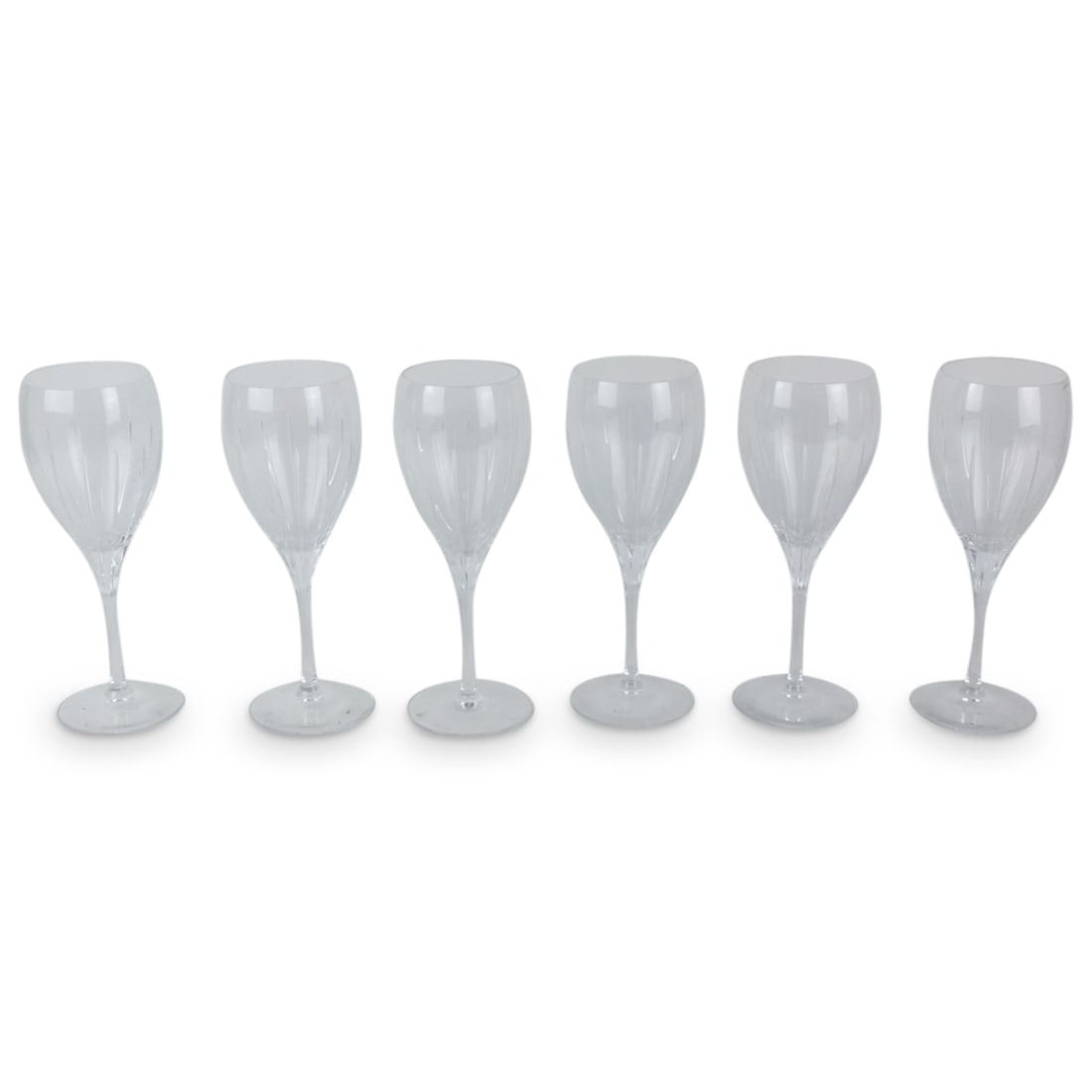 Set of Christofle "Malmaison" Wine Glasses: Set of Six Christofle "Malmaison" Red Wine Glasses. signed. measures: 7-3/4" 2-1/2 opening. Condition: Good Condition Estimate 100 - 300 Domestic shipping Third Party