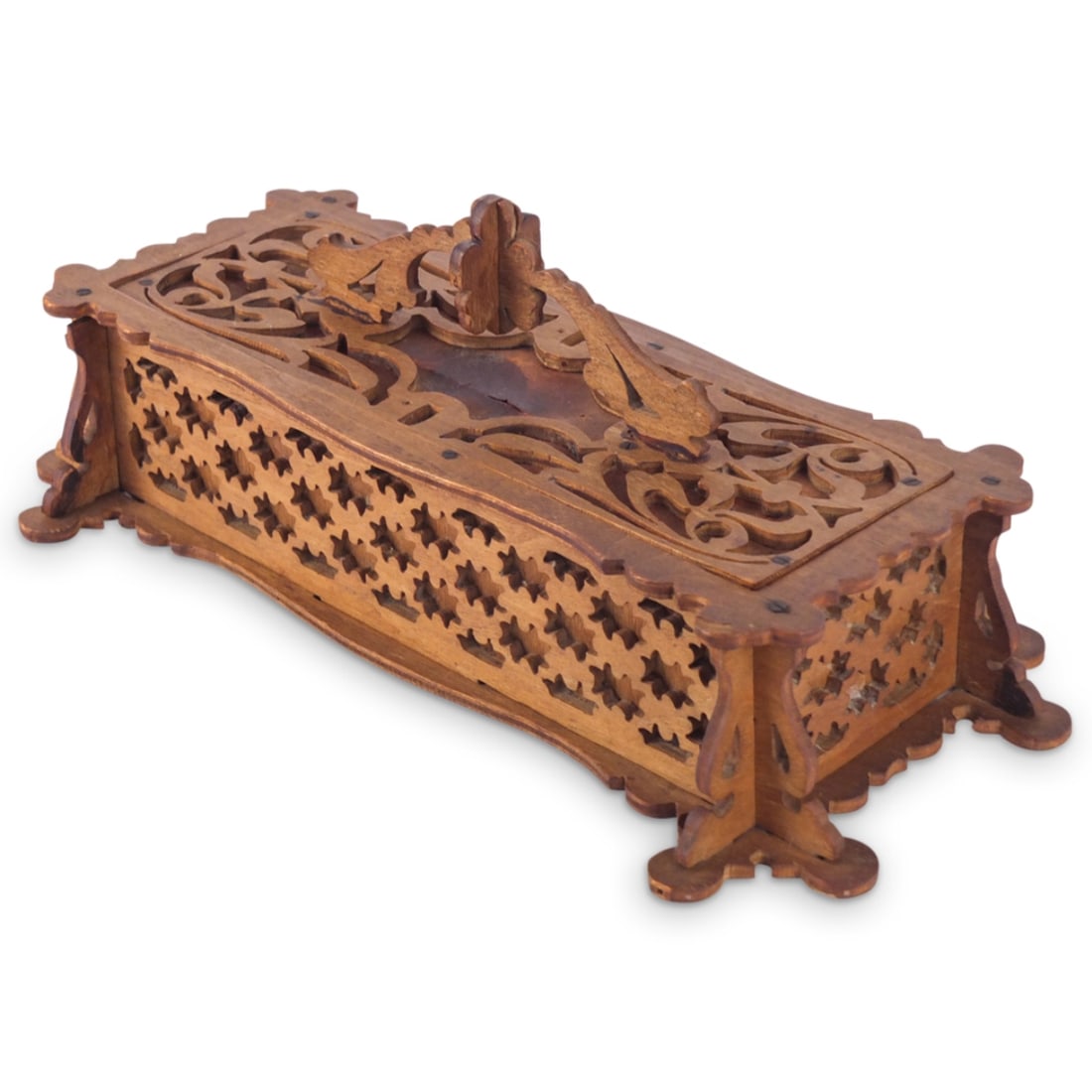 Antique Victorian Carved Fretwork Box (1 of 5)