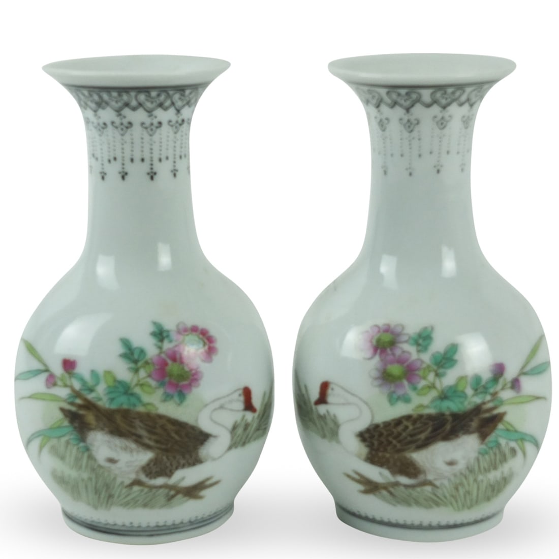 Pair of Chinese Porcelain Vases: Pair of Chinese Republic Porcelain Vases. Signed. Measures 5-1/8" x 2-3/4". Condition: Good condition. Estimate 40 - 120 Domestic shipping Third Party