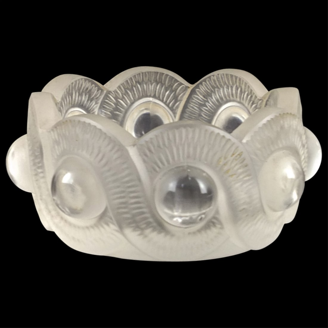 Lalique "Gao" Ashtray: Lalique "Gao" Frosted Crystal Ashtray. Signed on the base. Measures 2" x 4-1/4". Condition: Good condition. Estimate 100 - 300 Domestic shipping Third party