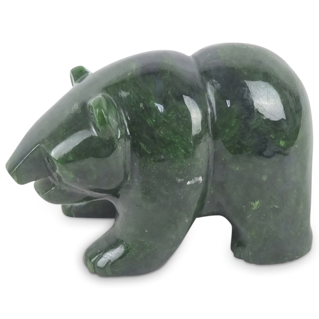 Vintage Sopel Style Nephrite Carved Figurine: Vintage Sopel Style Nephrite Carved Walking Bear Figurine. Unsigned. Measures 3-1/4" x 2-3/4" x 4-3/4". Condition: Good condition. Estimate 100 - 200 Domestic shipping Third Party