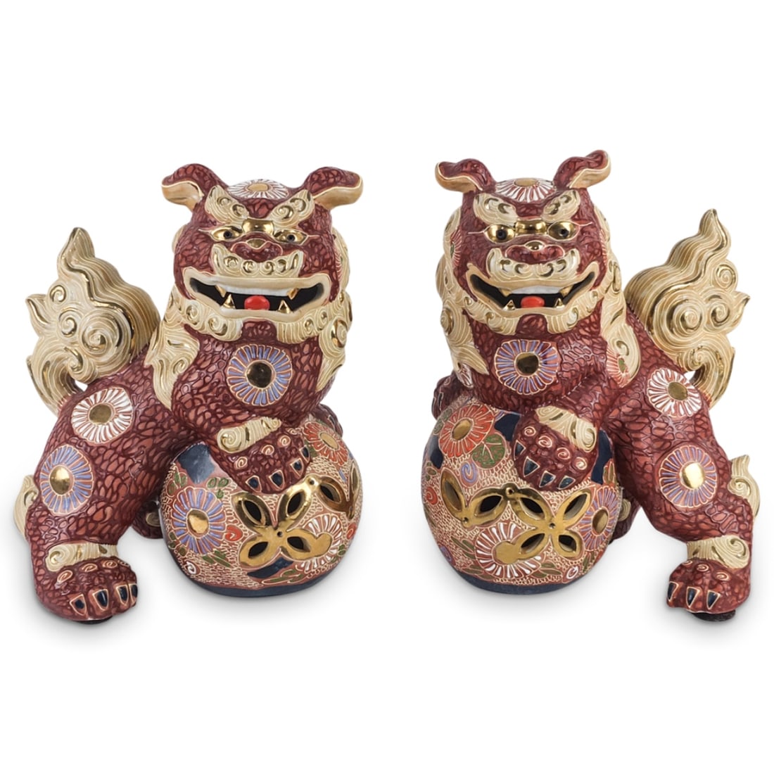 Pair of Japanese Satsuma Foo Dogs (1 of 5)