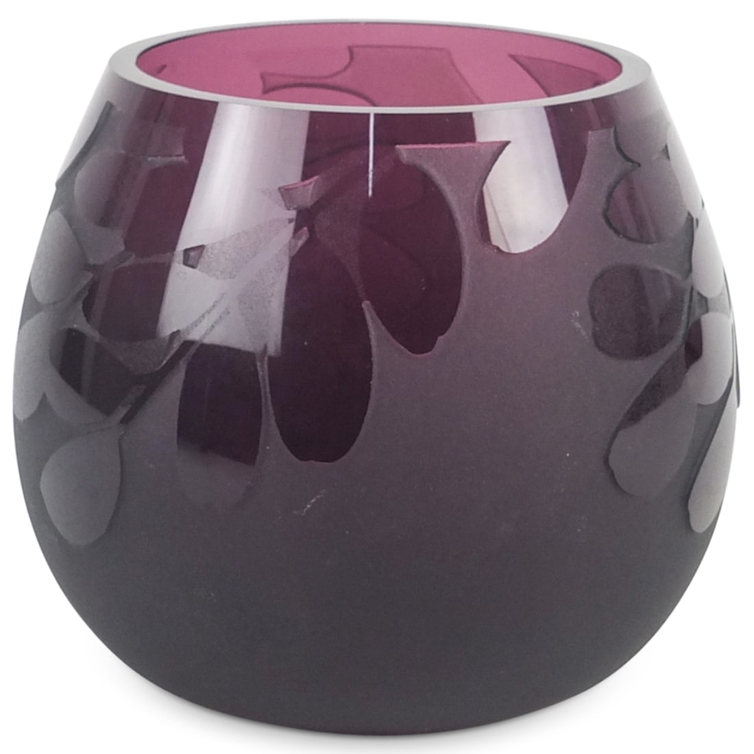 Ken Benson (20th C.) Glass Vase: Ken Benson (20th Century) Amethyst Cameo Glass Vase. Signed on the base. Measures 5-1/8" x 5-1/4". Condition: Good condition. Estimate 50 - 150 Domestic shipping Third party