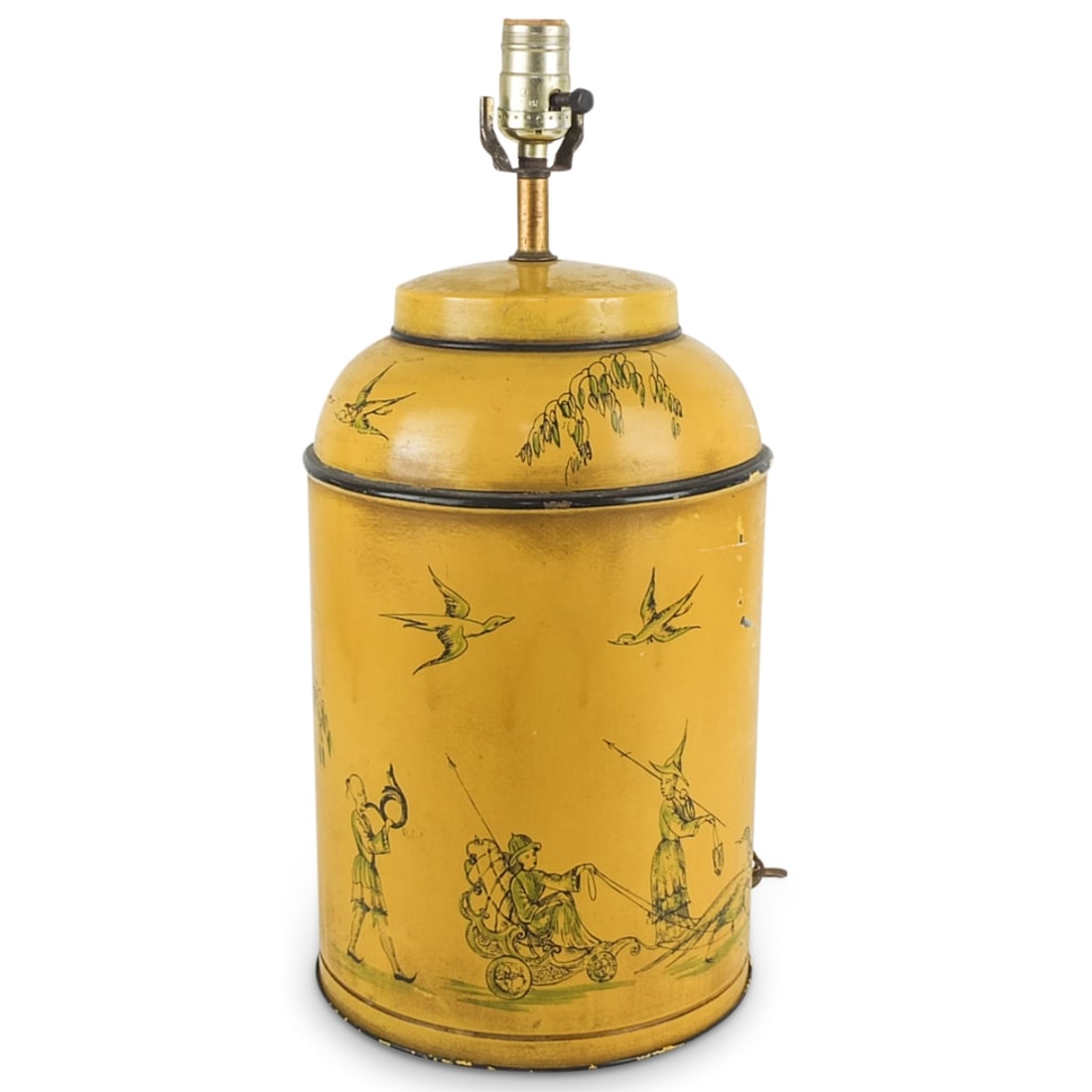 Vintage Italian Chinoiseries Tea Canister Tole Lamp (1 of 4)
