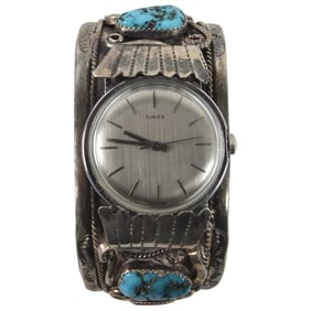 Vintage Navajo Sterling Cuff Bracelet Watch