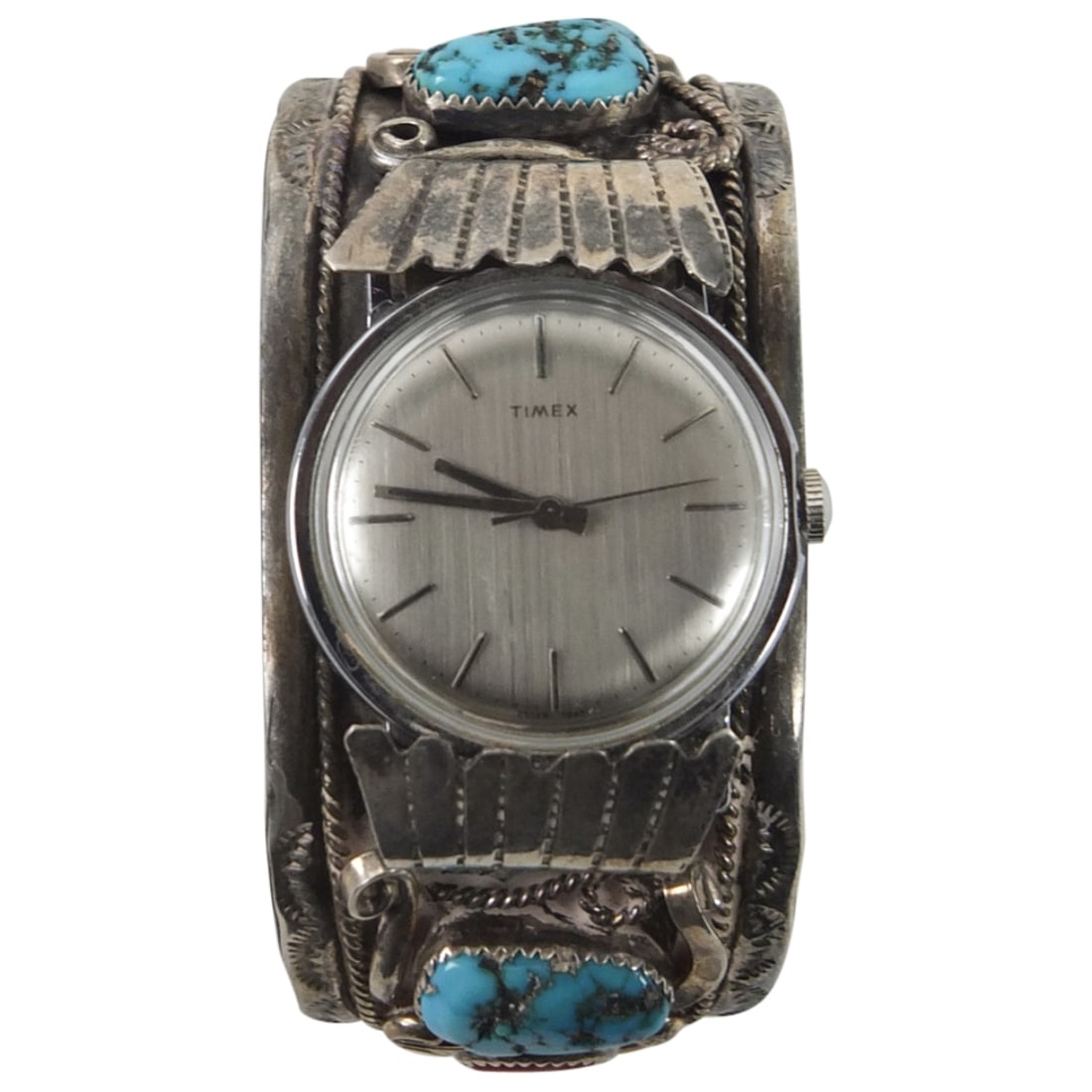 Vintage Navajo Sterling Cuff Bracelet Watch (1 of 6)