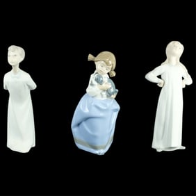 Grouping of Glazed Porcelain Figurines