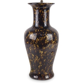 Large Asian Style Faux Tortoiseshell Lamp