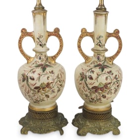 Pair of Royal Worcester Porcelain Lamps