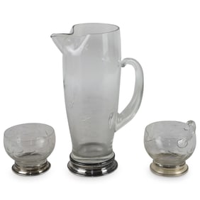 Grouping of Vintage Sterling / Glass Tableware