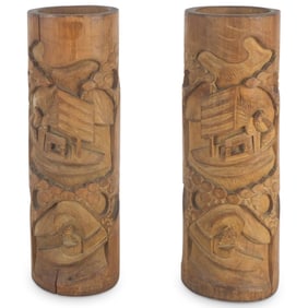 Pair of Chinese Bamboo Hat Stands