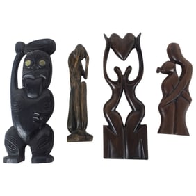 Grouping of Vintage Hand Carved Wooden Sculptures