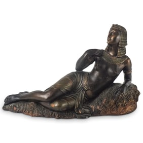 Vintage Egyptian Revival Terracotta Statue