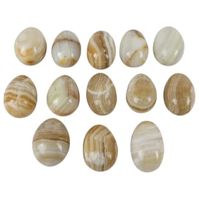 Grouping of Polished Onyx Egg Sculptures
