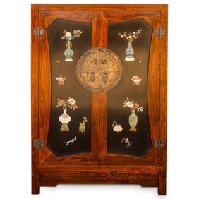 Antique Chinese Inlaid Wood Cabinet