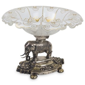 Vintage Bohemian Glass and Silver Compote