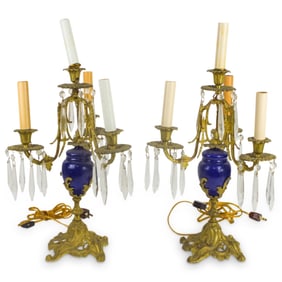 Pair of Louis XVI Style Candelabra Lamps
