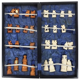 31 Pc. Chinese Carved Chess Set