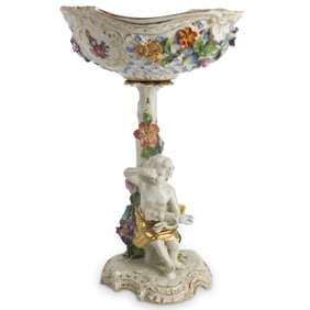 Large Antique Dresden Porcelain Compote