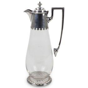 J. WB English Sheffield Silver and Glass Pitcher