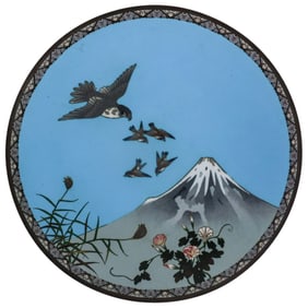Large 19th C. Japanese Cloisonné Charger