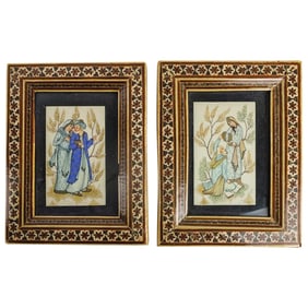 Pair of Persian Miniature Portraits