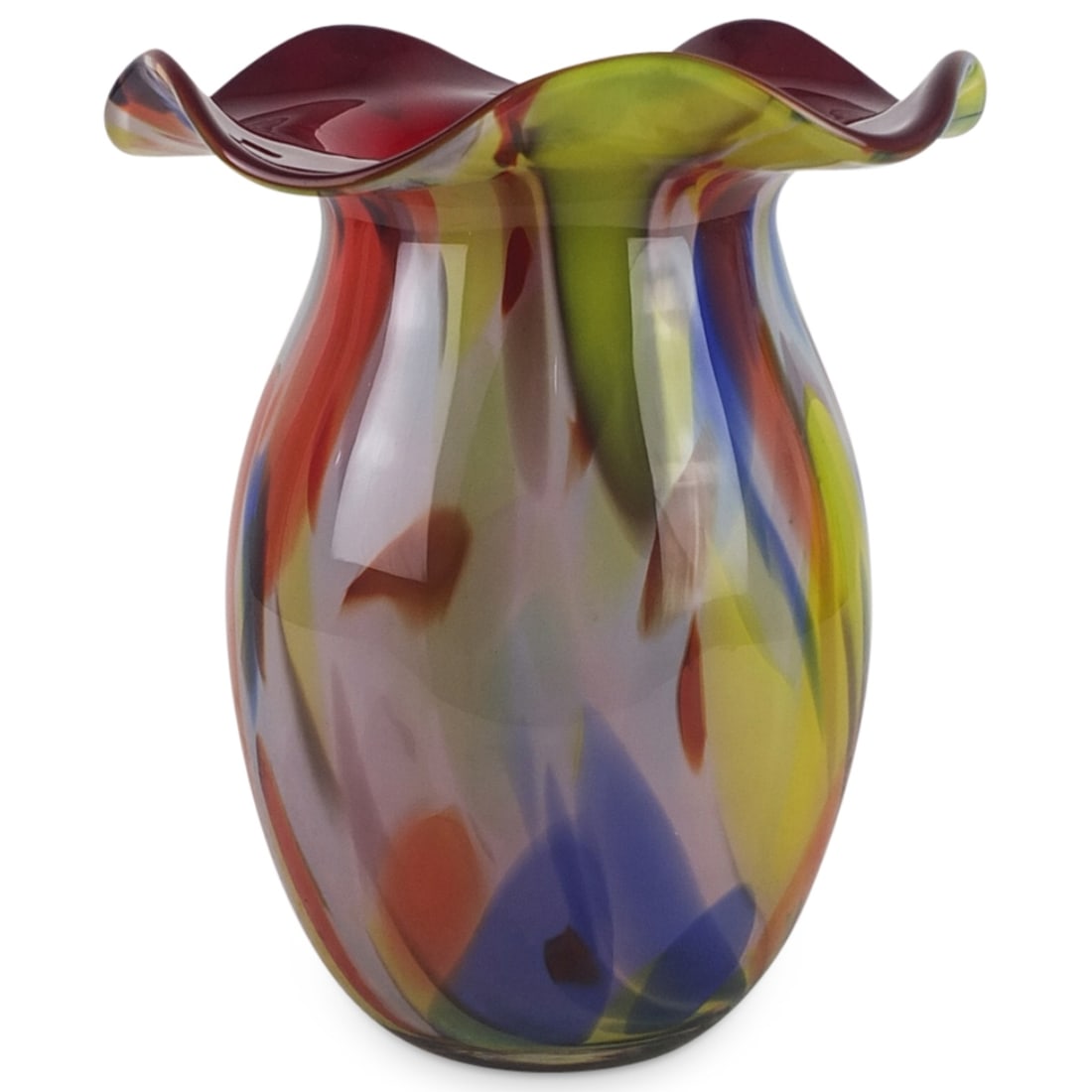 Vintage Murano Glass Vase: Vintage Murano Art Glass Vase. Unmarked. Measures 12-1/4" x 10". Condition: Good condition. Estimate 100 - 200 Domestic shipping Third party