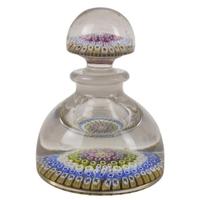 Antique Millefiori Glass Inkwell Paperweight