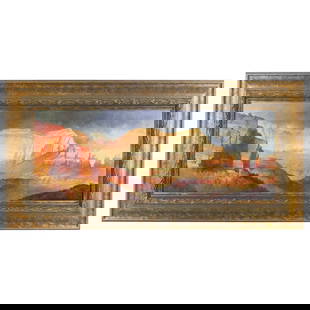 Michael McCarthy, American (Born 1951): Michael McCarthy, American (Born 1951) Oil on Board "Red Rock Luminosa" (Grand Canyon) Signed Lower Right. Inscribed on reverse side. Measures 10" x 27". Frame measures 17" x 33-7/8". Condition: Good