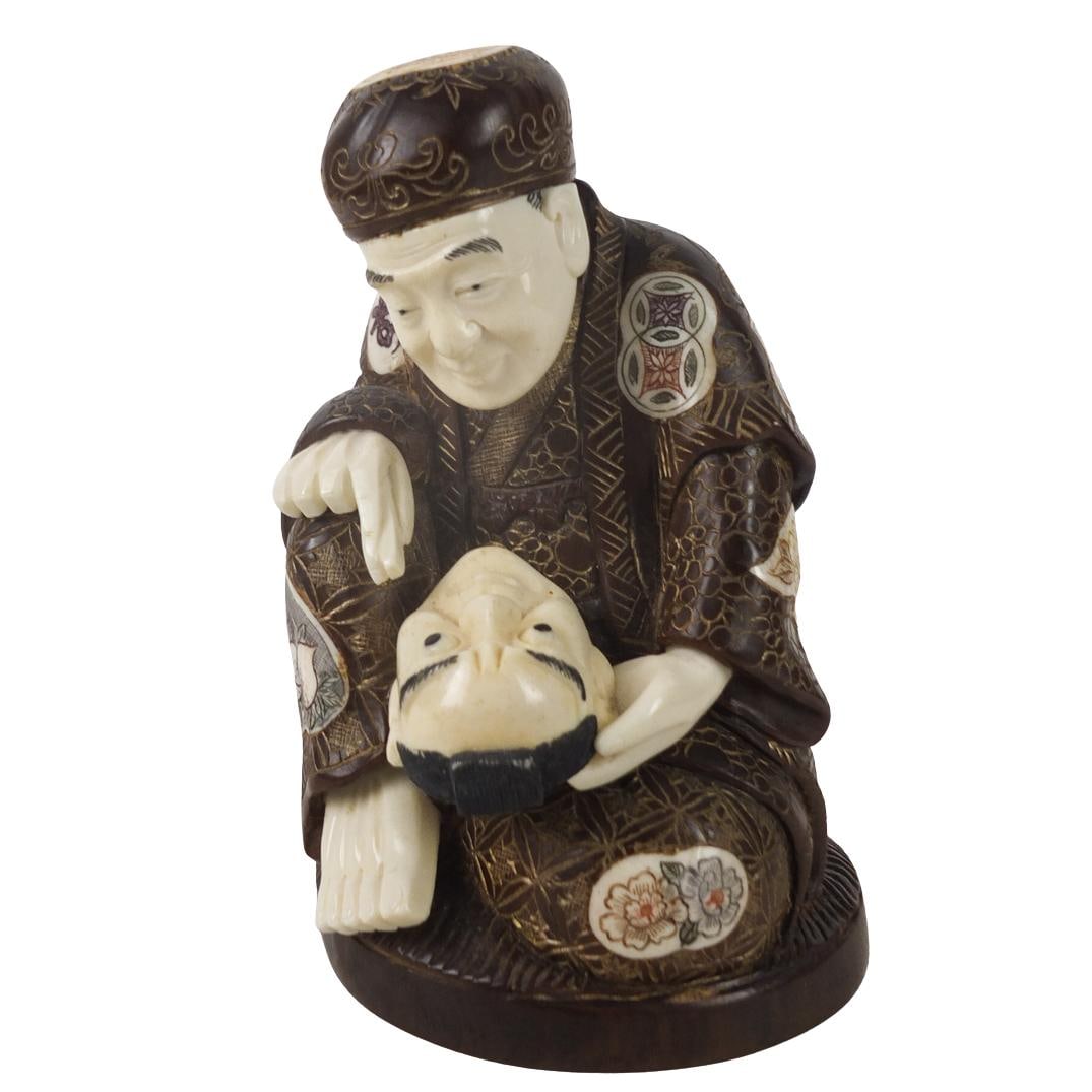 19th C. Japanese Carved Okimono Figurine (1 of 5)